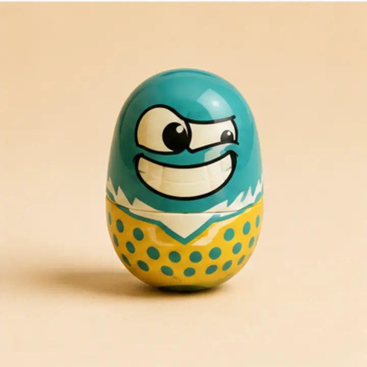Retro-style fictional weighted bean toy