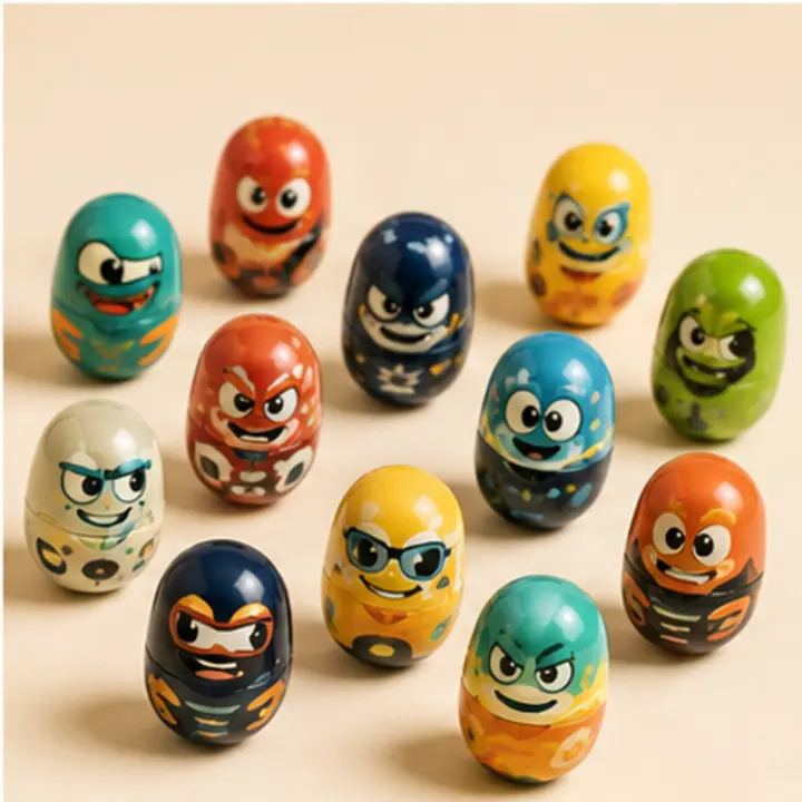 Colorful fictional bean-shaped collectible toys